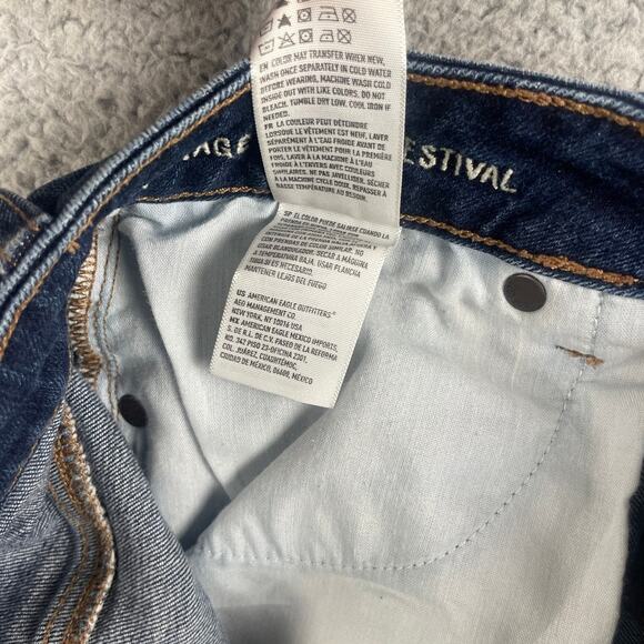American Eagle Outfitters Women's US 6 Stretch Blue Vintage Hi-Rise Shorts - Picture 4 of 10